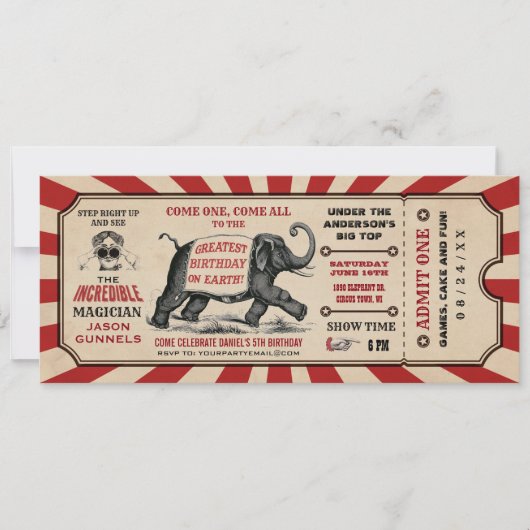 Cirus Birthday Party Ticket Invitations Raffle Kaart (Voorkant)