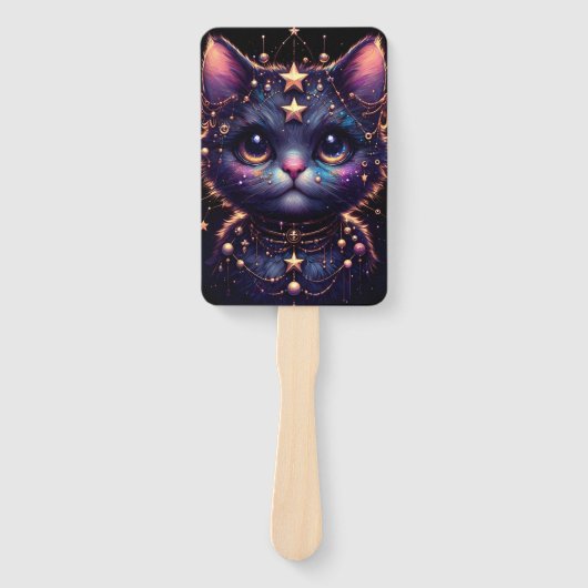 Cismic kitty and fiery drgain hand fan handwaaier (Voorkant)