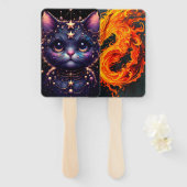 Cismische kitty en vurige drgain handventilator handwaaier (Voorkant en achterkant)