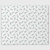 Cissors & Combs Pattern - Black White & Turquoise Cadeaupapier (Vlak)