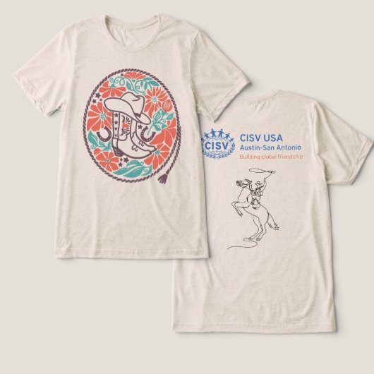 CISV Austin Boots en Lasso Heren T-Shirt (Ontwerp Voorkant & Achterkant)