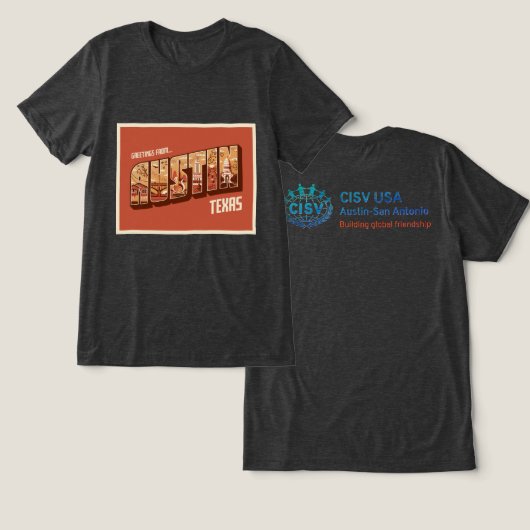 CISV Austin Groeten Heren Tri-Blend Shirt (Ontwerp Voorkant & Achterkant)