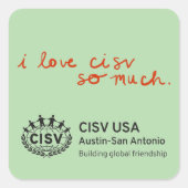 CISV Austin: "Ik hou zoveel van CISV." Stickers (Voorkant)
