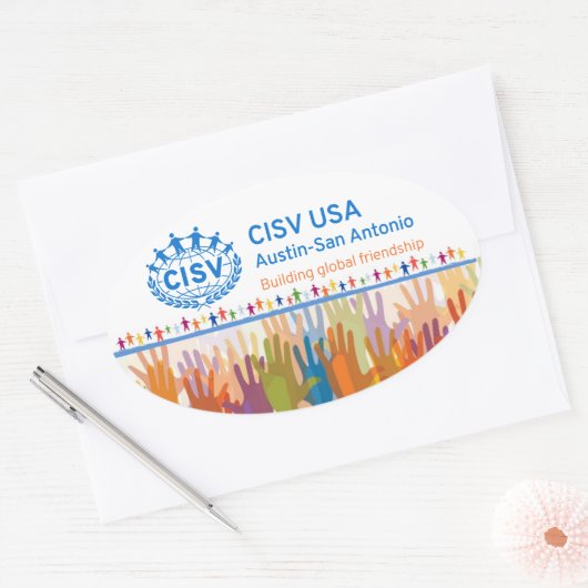 CISV Austin Logo Bumper/Computer (Set van 4) Ovale Sticker (Envelop)
