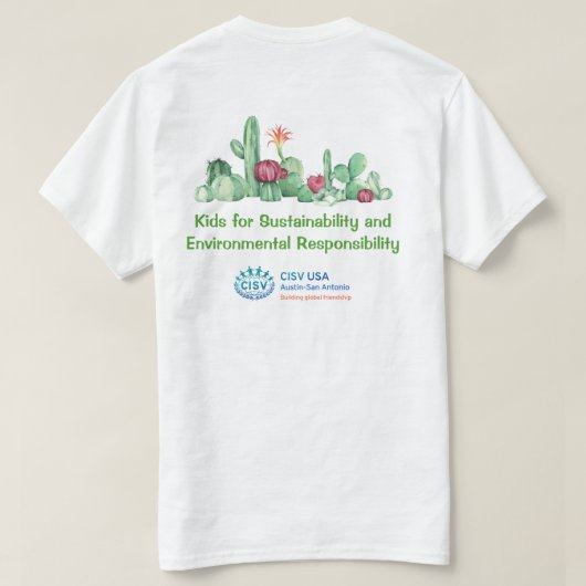 CISV Austin Milieu & Duurzaamheid Mannen T-shirt (Design achterkant)