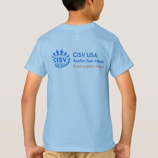 CISV Austin T-shirt met blauwe vleermuis (Achterkant)