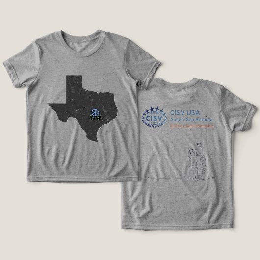 CISV Austin Texas Cowboy Kinderen Tri-Blend Shirt (Ontwerp Voorkant & Achterkant)