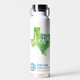CISV Austin Texas Motief Thor Koper Geïsoleerd Waterfles