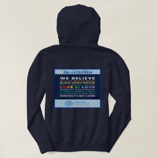 CISV Austin voor Vrede Hoodie (Design achterkant)