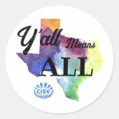 CISV Austin "Y'all Means All" Ronde Sticker (Voorkant)