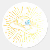 CISV Austin Yellow Cowboy Pet Ronde Sticker (Voorkant)