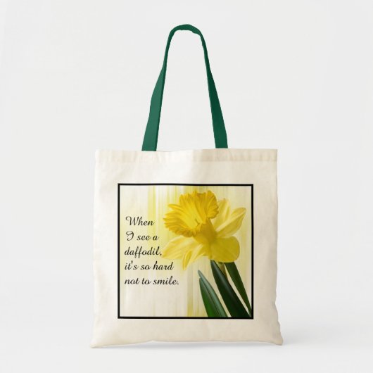 Citaat: "Als ik een daffodil zie ..." Floral Foto Tote Bag (Voorkant)