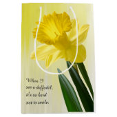 Citaat:  "Als ik een daffodil zie.."  Vloeiende ha Medium Cadeauzakje (Voorkant)