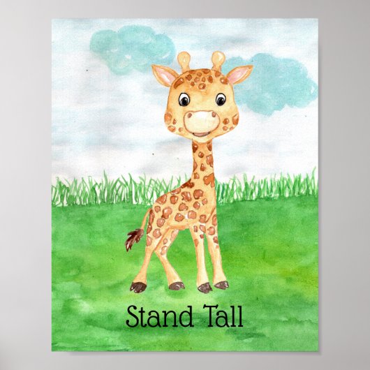 Citaat babyspeelgoed giraffe staat hoog kinderkame poster (Voorkant)