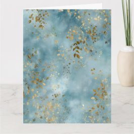 Citaat Botanisch Goud Bladeren Teal Ontwerp Kaart