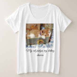 Citaat en kat grappige foto voor, achter hart poot grote maat t-shirt