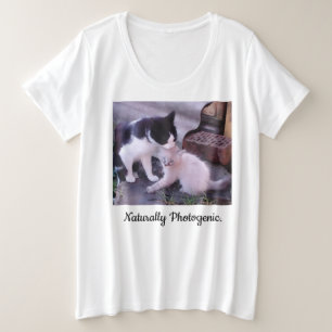 Citaat en katten grappige foto voor, achter hart p grote maat t-shirt