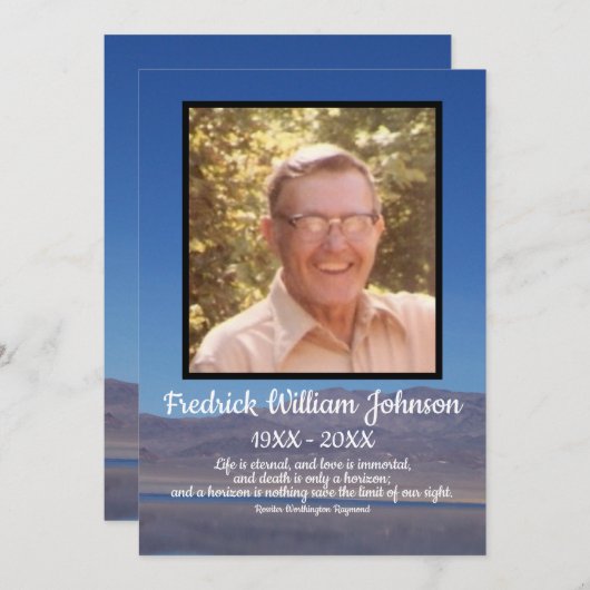 Citaat Foto Lake en Mountain Achtergrond Begrafeni Programmakaart (Voorkant / Achterkant)