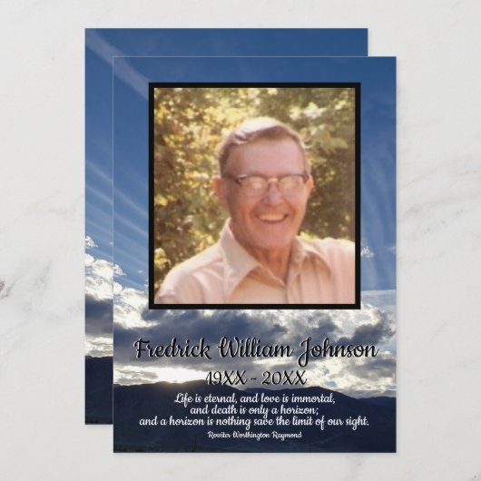 Citaat Foto Sunset met Cloud Lines Funeral Programmakaart (Voorkant / Achterkant)