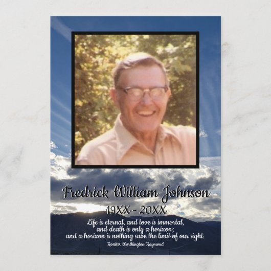 Citaat Foto Sunset met Cloud Lines Funeral Programmakaart (Voorkant)