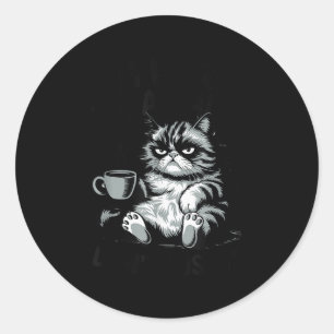 Citaat grappige kat hier wakker wees niet vervelen ronde sticker