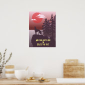 Citaat Gray Wolf Howling Red Sunset Poster (Keuken)