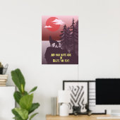 Citaat Gray Wolf Howling Red Sunset Poster (Thuiskantoor)