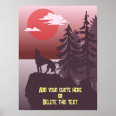 Citaat Gray Wolf Howling Red Sunset Poster (Voorkant)