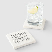 Citaat Home Sweet Home zwart-wit Stenen Onderzetter (Zijkant)