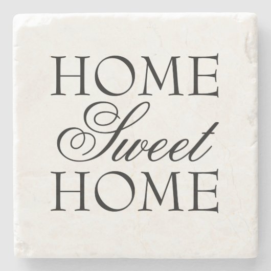 Citaat Home Sweet Home zwart-wit Stenen Onderzetter (Voorkant)