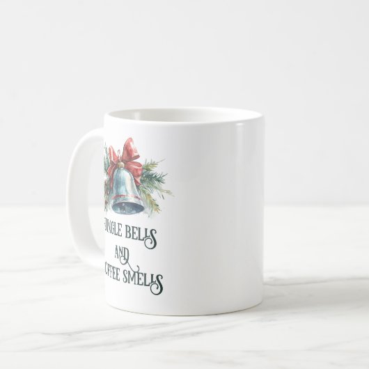 Citaat I Pine Branches en Bell Christmas Koffiemok (Voorkant links)