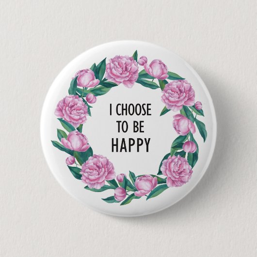 Citaat in waterverf Peony Ronde Button 5,7 Cm (Voorkant)