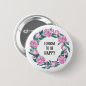 Citaat in waterverf Peony Ronde Button 5,7 Cm (Voorkant /achterkant)