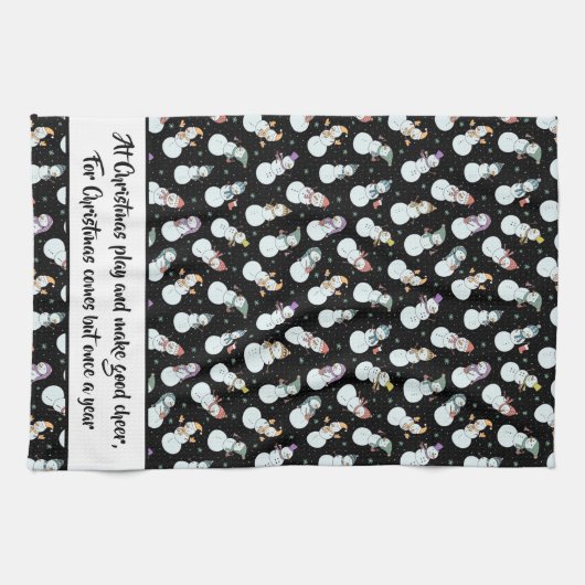 Citaat Kinder kerstman in Pet Black/White Theedoek (Horizontaal)