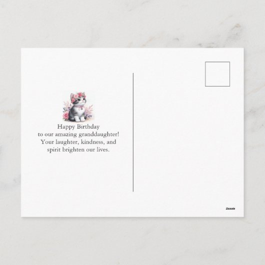 Citaat Kitten Roze Rozen Kleindochter Feestdagenkaart (Achterkant)