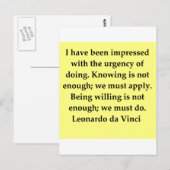 citaat leonardo da vinci briefkaart (Voorkant / Achterkant)