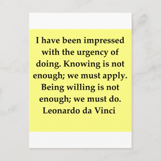 citaat leonardo da vinci briefkaart (Voorkant)