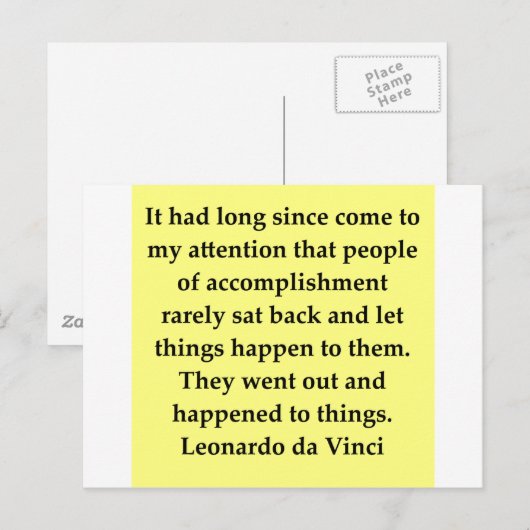 citaat leonardo da vinci briefkaart (Voorkant / Achterkant)