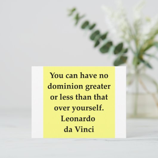 citaat leonardo da vinci briefkaart (Staand voorkant)