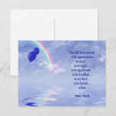 Citaat met blauwe ballonnen en regenboog feestdagenkaart (Voorkant / Achterkant)