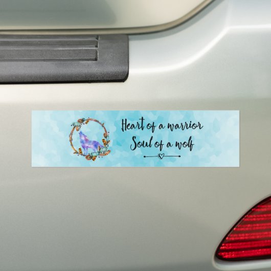 Citaat met Howling Wolf in een Boho Wreath Bumpersticker (Op auto)