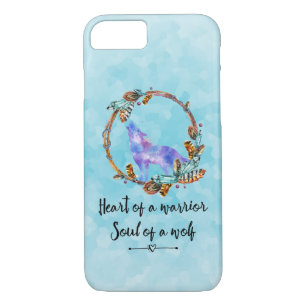 Citaat met Howling Wolf in een Boho Wreath Case-Mate iPhone Case