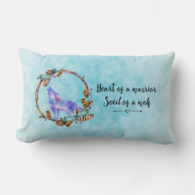 Citaat met Howling Wolf in een Boho Wreath Kussen (Voorkant)