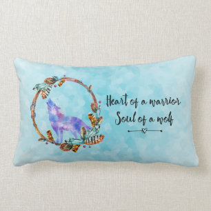 Citaat met Howling Wolf in een Boho Wreath Kussen