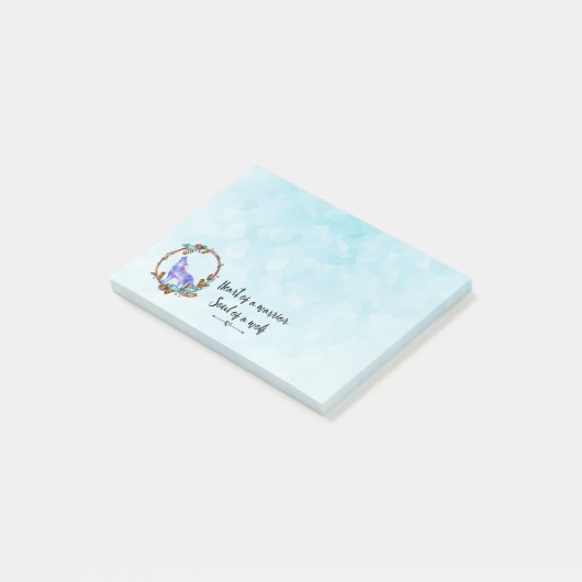 Citaat met Howling Wolf in een Boho Wreath Post-it® Notes (Schuin)