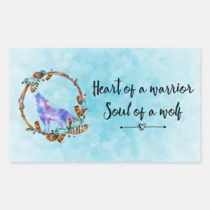 Citaat met Howling Wolf in een Boho Wreath Rechthoekige Sticker