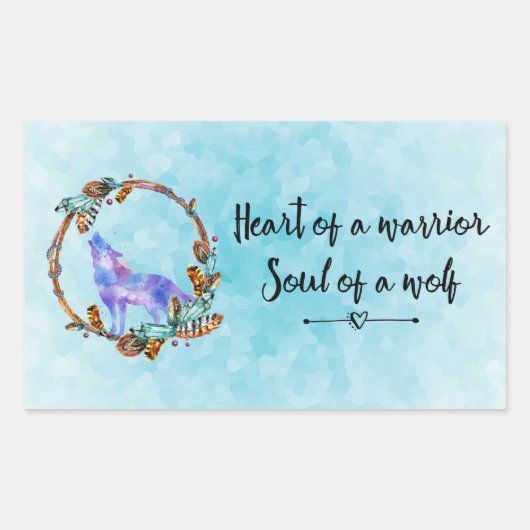 Citaat met Howling Wolf in een Boho Wreath Rechthoekige Sticker (Voorkant)