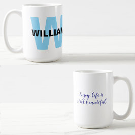 Citaat met moderne monogram initiaal & naam koffiemok