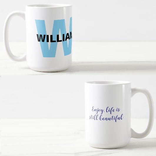 Citaat met moderne monogram initiaal & naam koffiemok