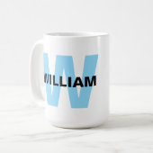 Citaat met moderne monogram initiaal & naam koffiemok (Voorkant links)
